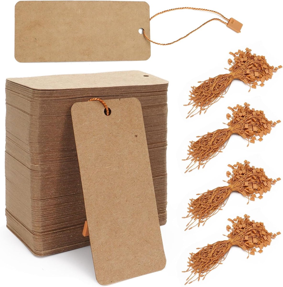 400 stuks Bruine Kraftpapier Prijslabels met Veer, 9x4 cm, Kledinglabels