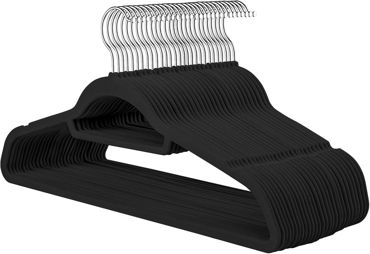 10 Stuks Kostuumhanger van Kunststof, Fuwelen Kleerhangers, Anti-slip Kleerhangers, 360°Graden Draaibare Haak, Kan Worden Gebruikt Voor Jassen, Jurken, Overhemden(Zwart)