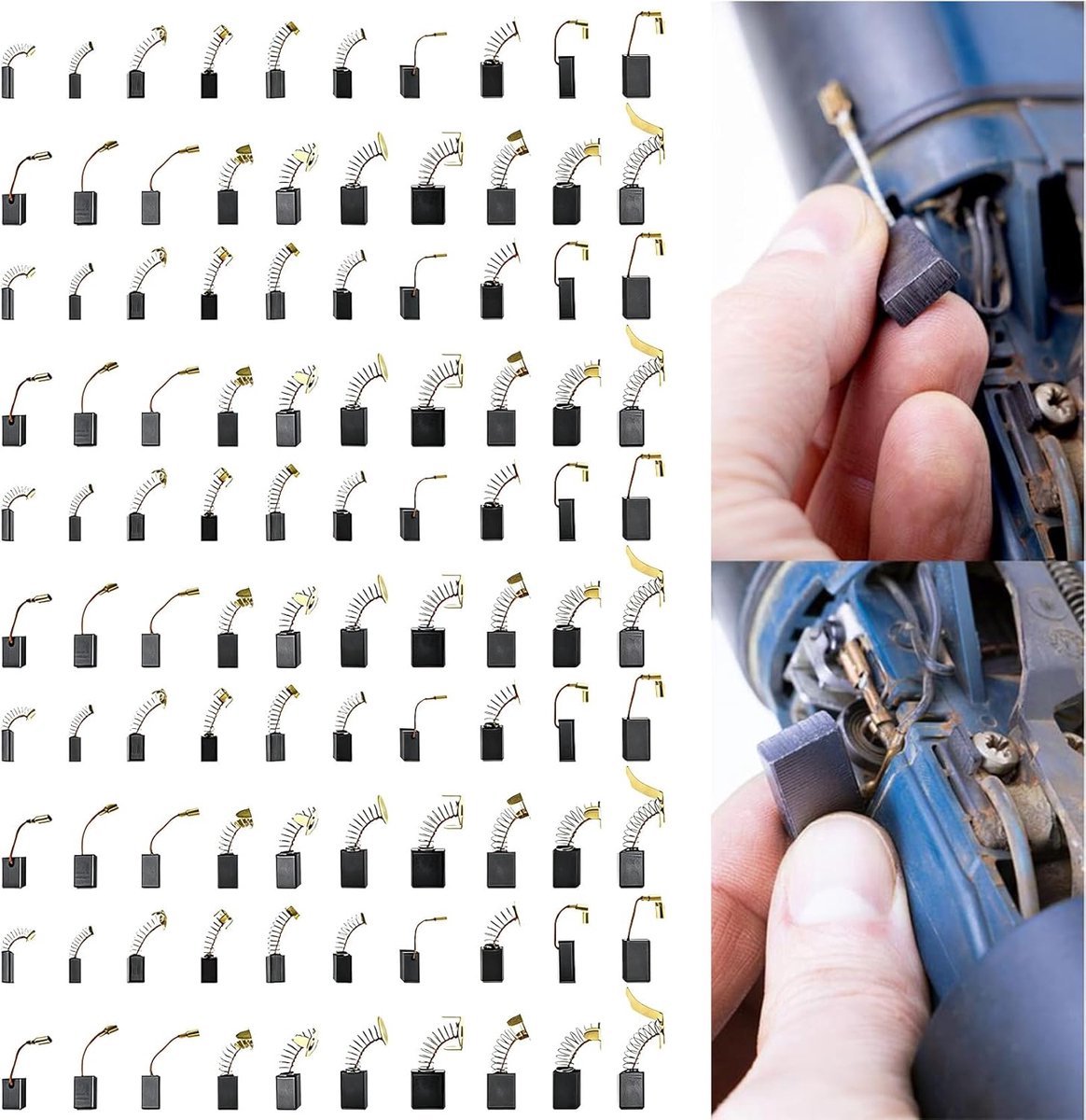 100 stuks, vervangingskoolborstels voor elektrisch gereedschap met 20 maten voor haakse slijpers, boormachines en gereedschappen
