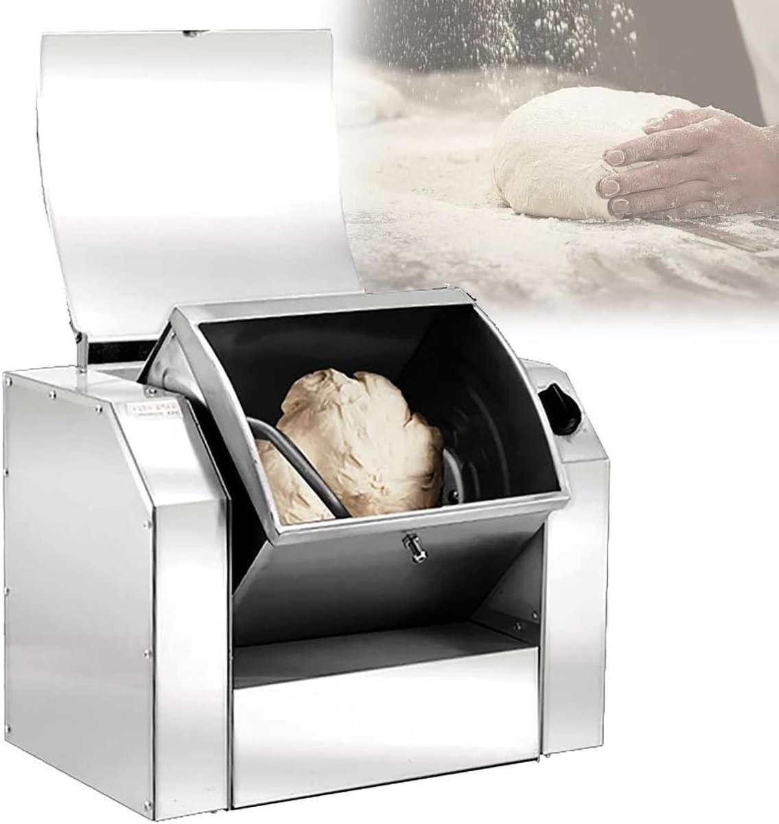 Elektrische Deegmixer - Keukenmixer Kneedmachine - Deeg Bereiden - 90 Graden Kantelkneden - 10 Liter - Zilver