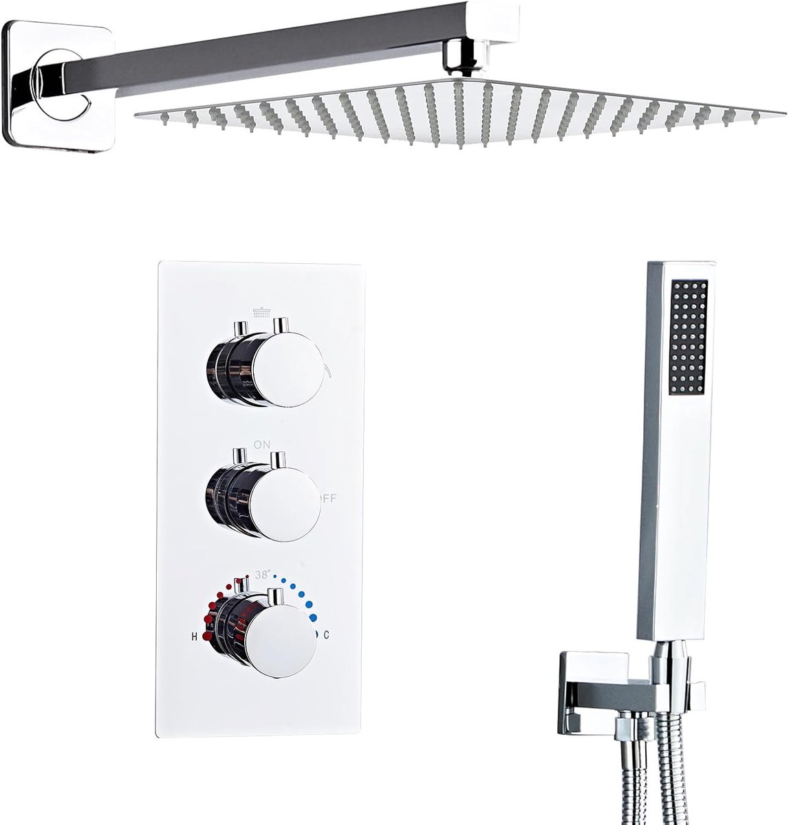 Inbouwdoucheset met thermostaat - chroom - moderne uitstraling - comfortabel douchen - ShopVlot