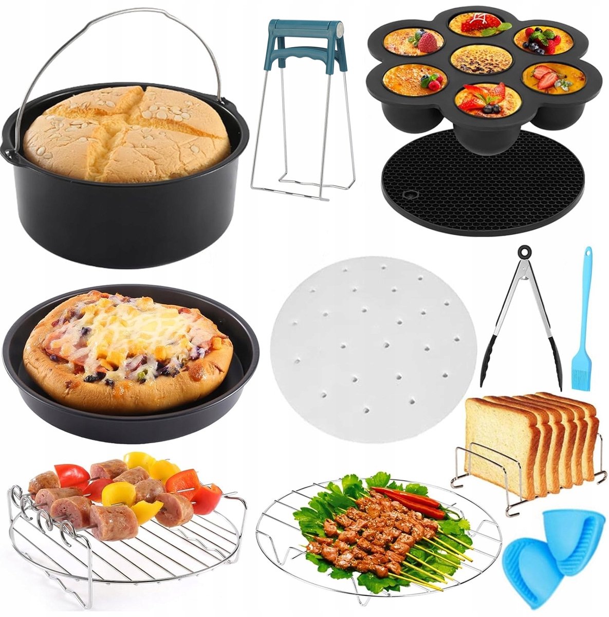 13-delige Airfryer-accessoireset - 7 inch / 18 cm