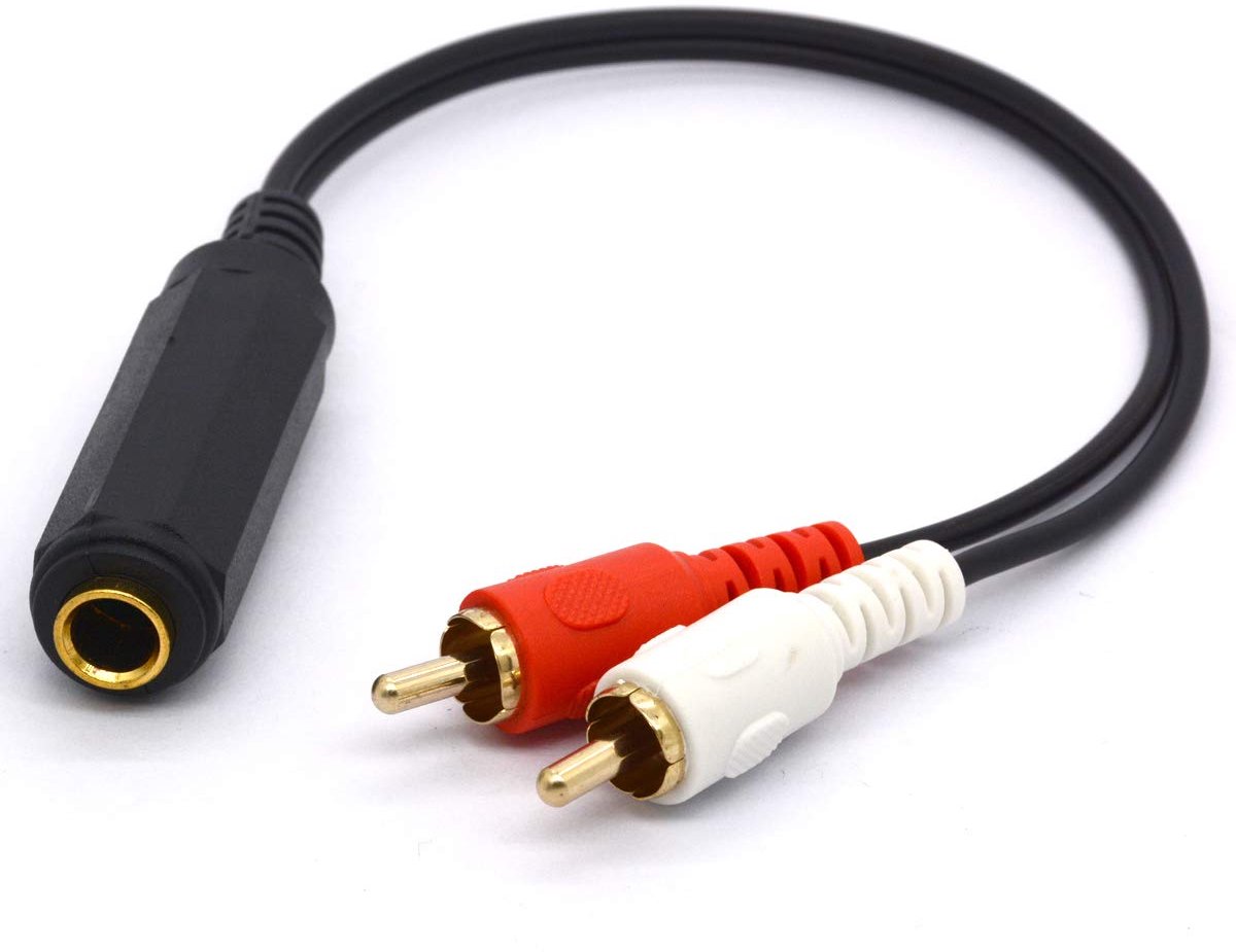 6.35mm to Cinch Splitter Cable, Gold Plated 6.35 TRS Bus to 2 Cinch Plug, Stereo Audio Adapter Cable, 25 cm. - ShopVlot