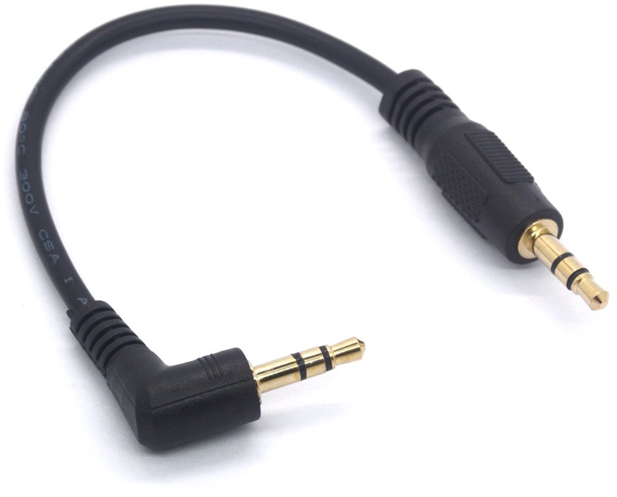 0.3cm Audio Cable 90 Degree 3.5 Plug to Plug Adapter Headphone Jack AUX for Smartphone Tablet MP3 Echo - ShopVlot
