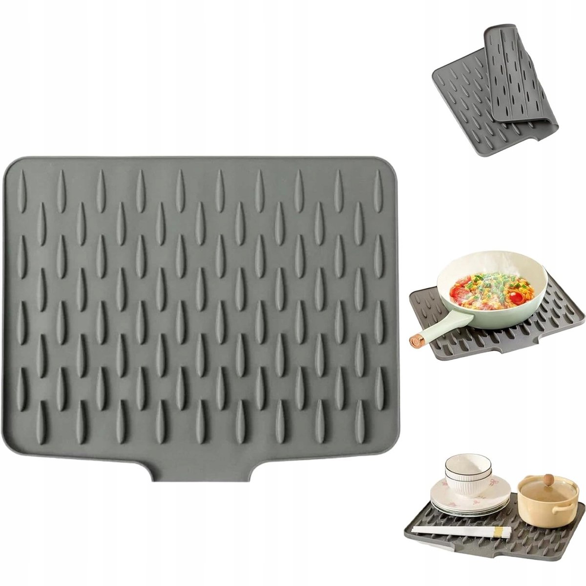 Merkloze Siliconen Afdruipmat Keuken - 40x32.5 cm - Grijs