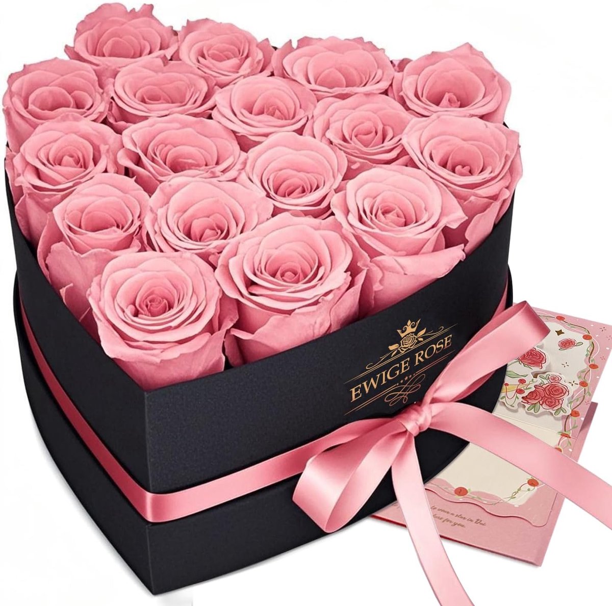 Infinity rozen 17 stuks - eeuwige roze rozen in hartdoos - perfect cadeau voor vrouwen - symboliseert eeuwige liefde - ShopVlot