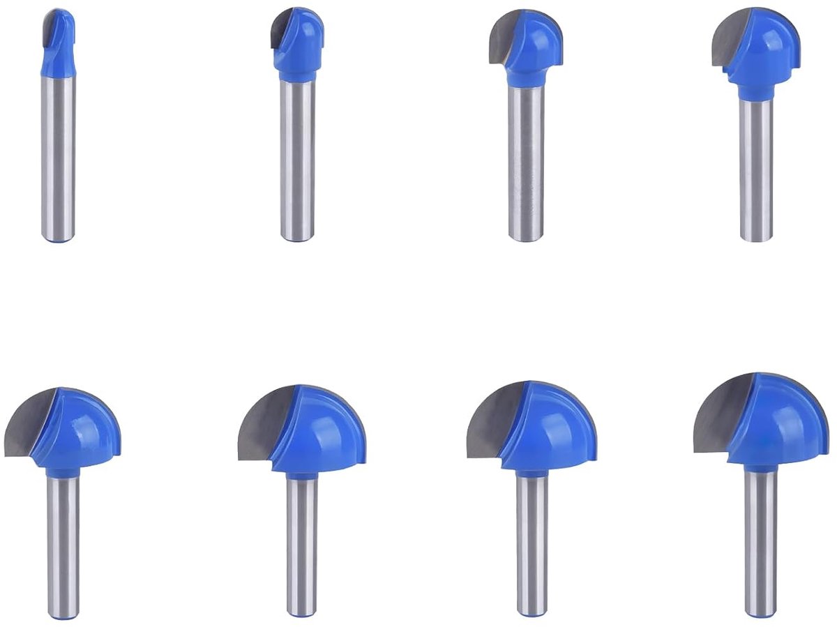 Freesset 8-delig - 6,3 mm schacht - YG6X-legering - voor holle gaten - ShopVlot