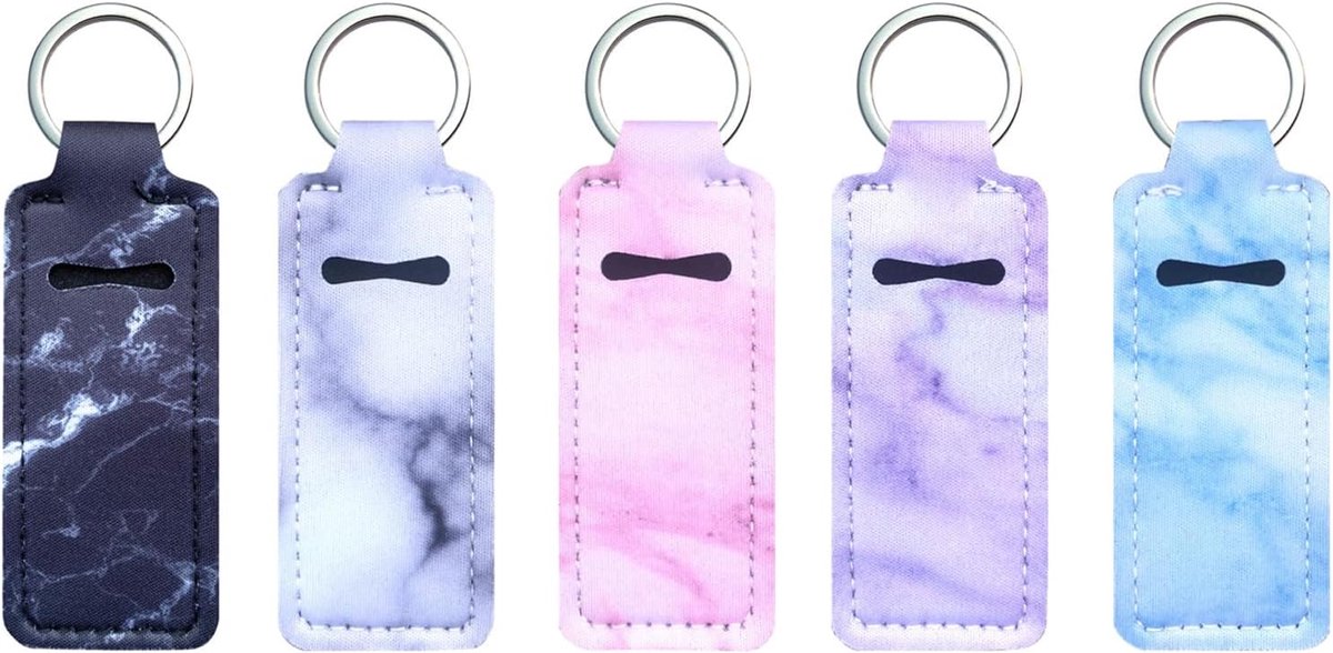 Lippenstift-organizer 5 stuks - Retro print - Waterdichte neopreen tas - Ideaal voor cosmetica en sleutels - ShopVlot