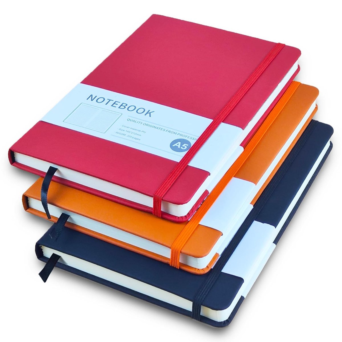 A5 notitieboek - 200 pagina's - leer notitieboek met bookmark en elastische sluiting - ideaal voor school of kantoor - ShopVlot