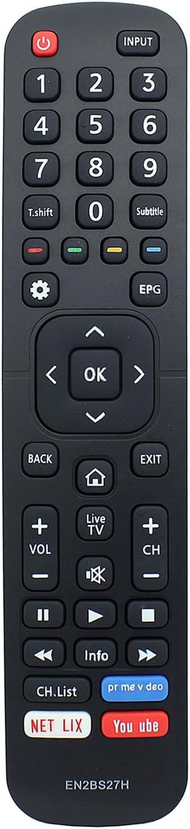 Afstandsbediening EN2BS27H - Geschikt voor Hisense TV - Gebruiksklaar zonder programmeren - Inclusief batterij - ShopVlot