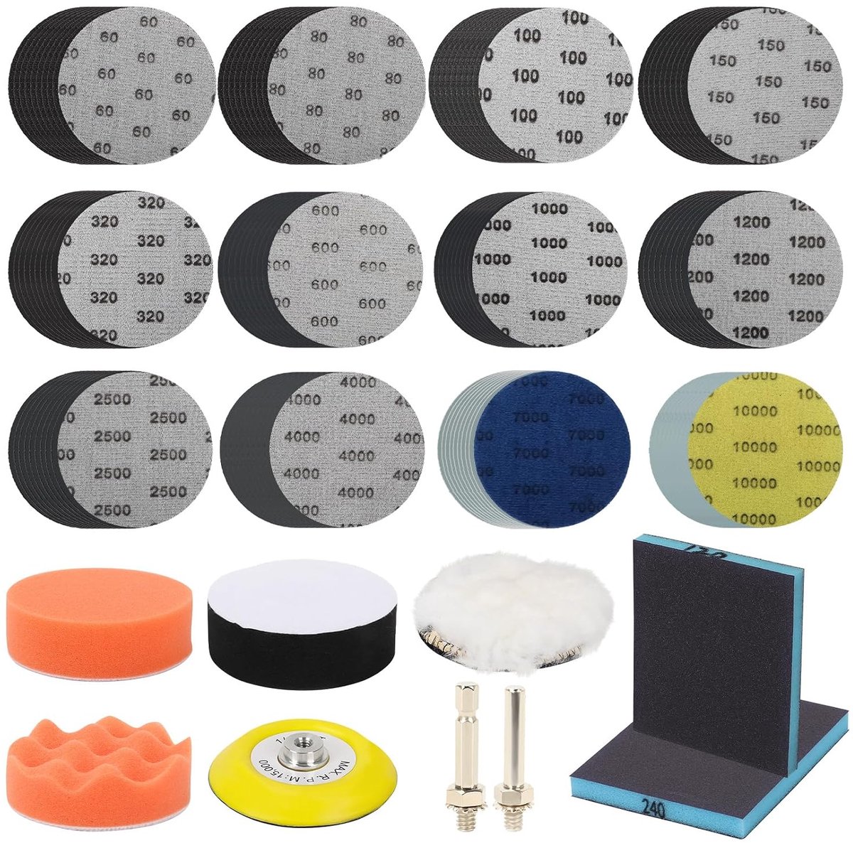 Polijstset voor accu schroevendraaier - 75 mm polijstpad - siliconen carbide - ideaal voor polijsten - ShopVlot