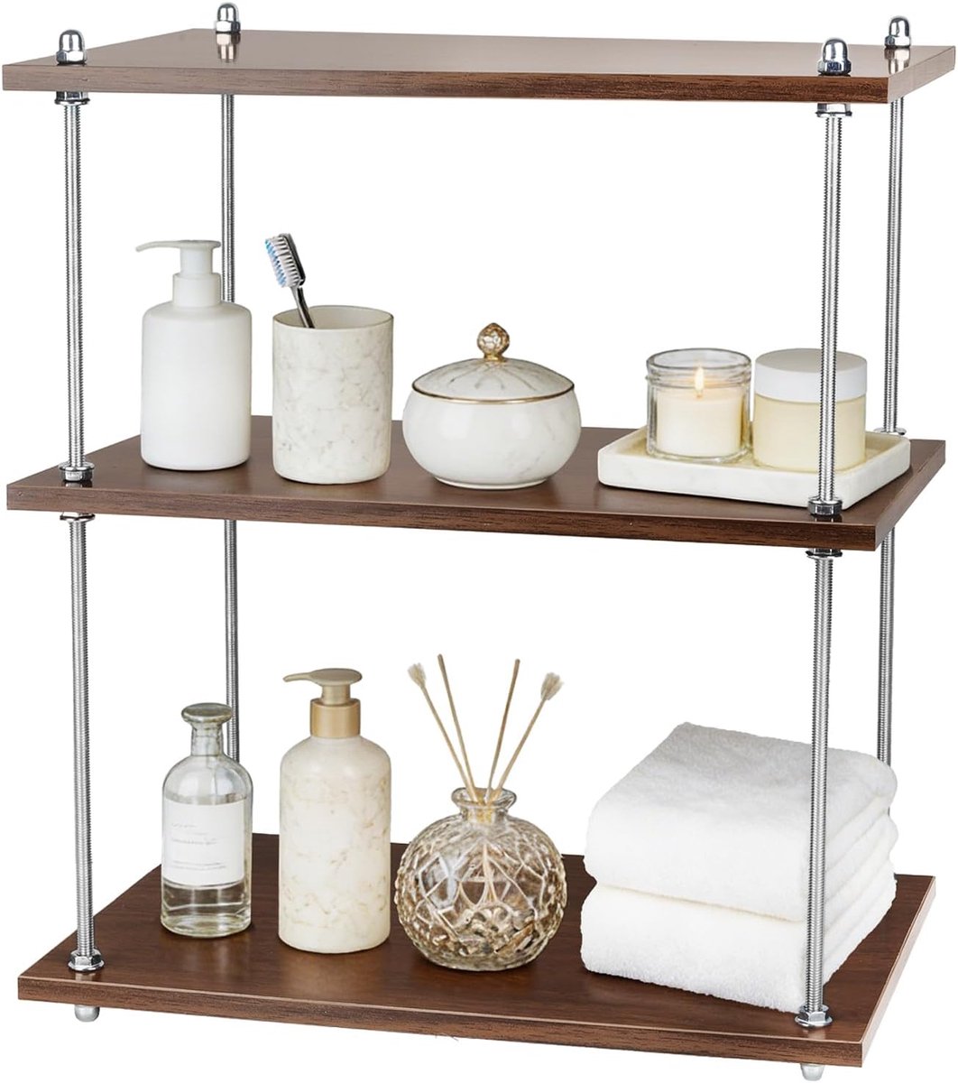 Badkamer organizer 3-laags - Bruin - Ruimtebesparend ontwerp - Houd je wastafel opgeruimd - ShopVlot