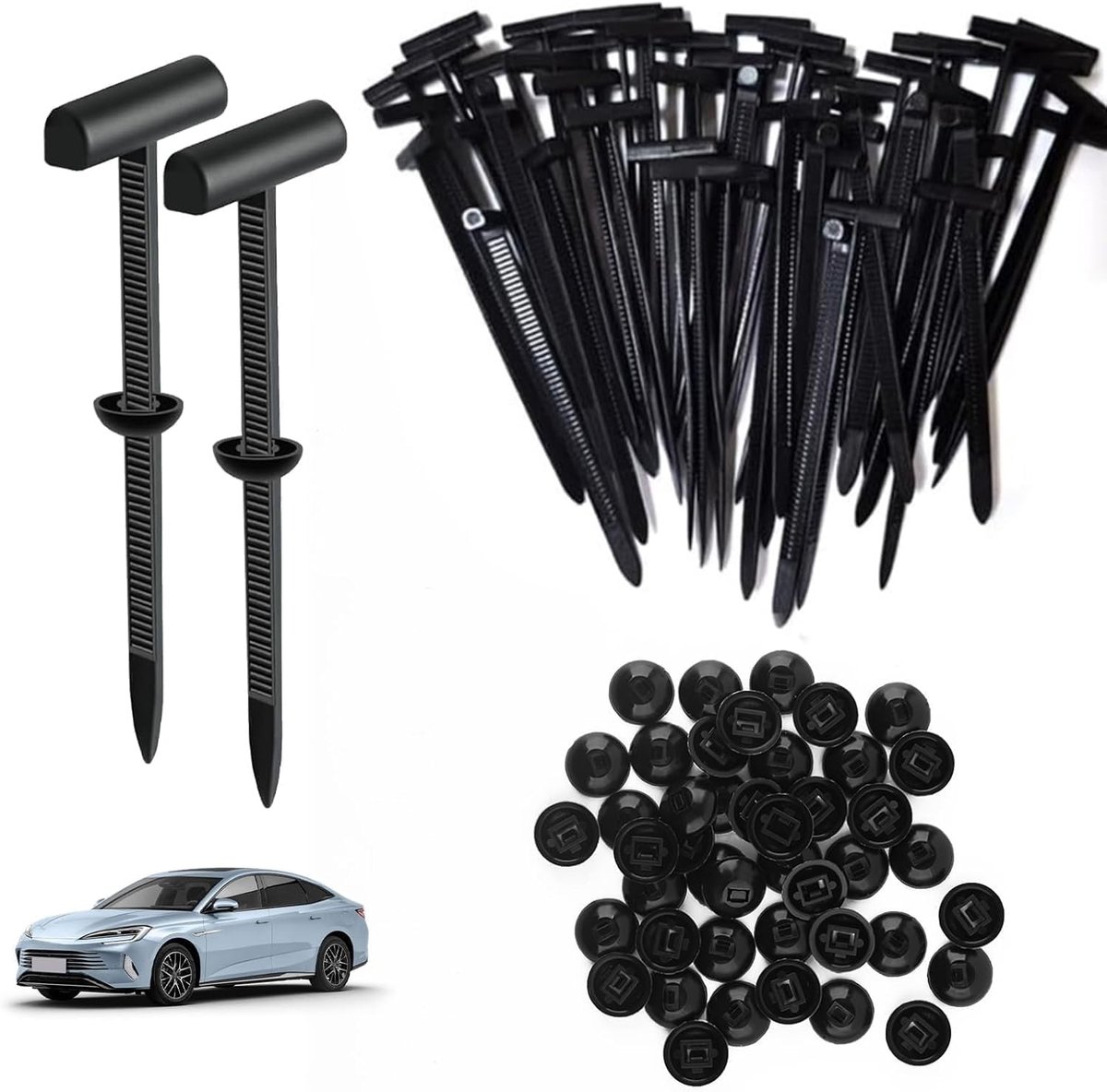 Kabelbindergesp 100 stuks - nylon - versterkt T-kop - perfecte fixatie voor autoreparatie - ShopVlot