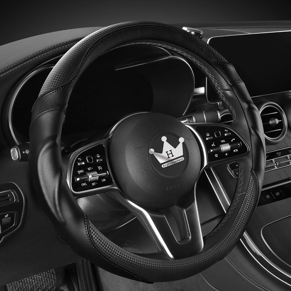 Stuurwielhoes 3D Comfort Grip - Anti-slip Carbon Leder - Vermindert rijmoeheid - Geschikt voor F150, Jeep, Van - ShopVlot