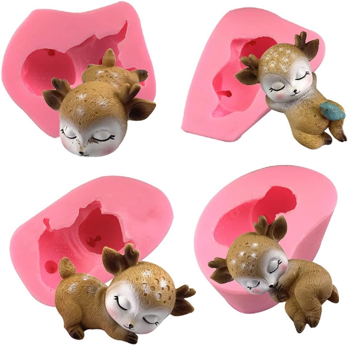 Siliconen mal hert 3D - 4 stuks - hoogwaardig materiaal - ideaal voor cake en decoratie - ShopVlot