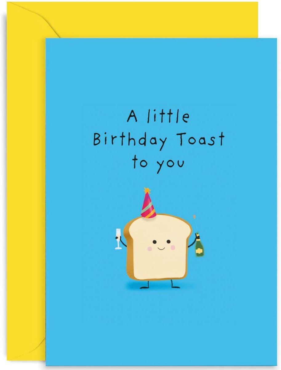 Verjaardagskaart voor mannen en vrouwen - grappig ontwerp - cartoon toast - leuk voor vrienden en familie - ShopVlot