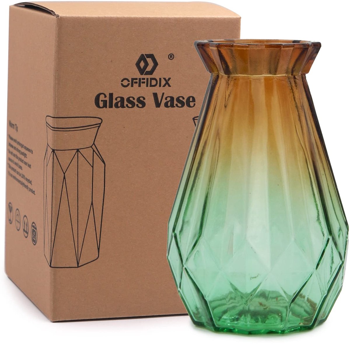 Glazen vaas - gradiënt veelkleurig - geometrische facet - perfect voor thuis of kantoor - ShopVlot