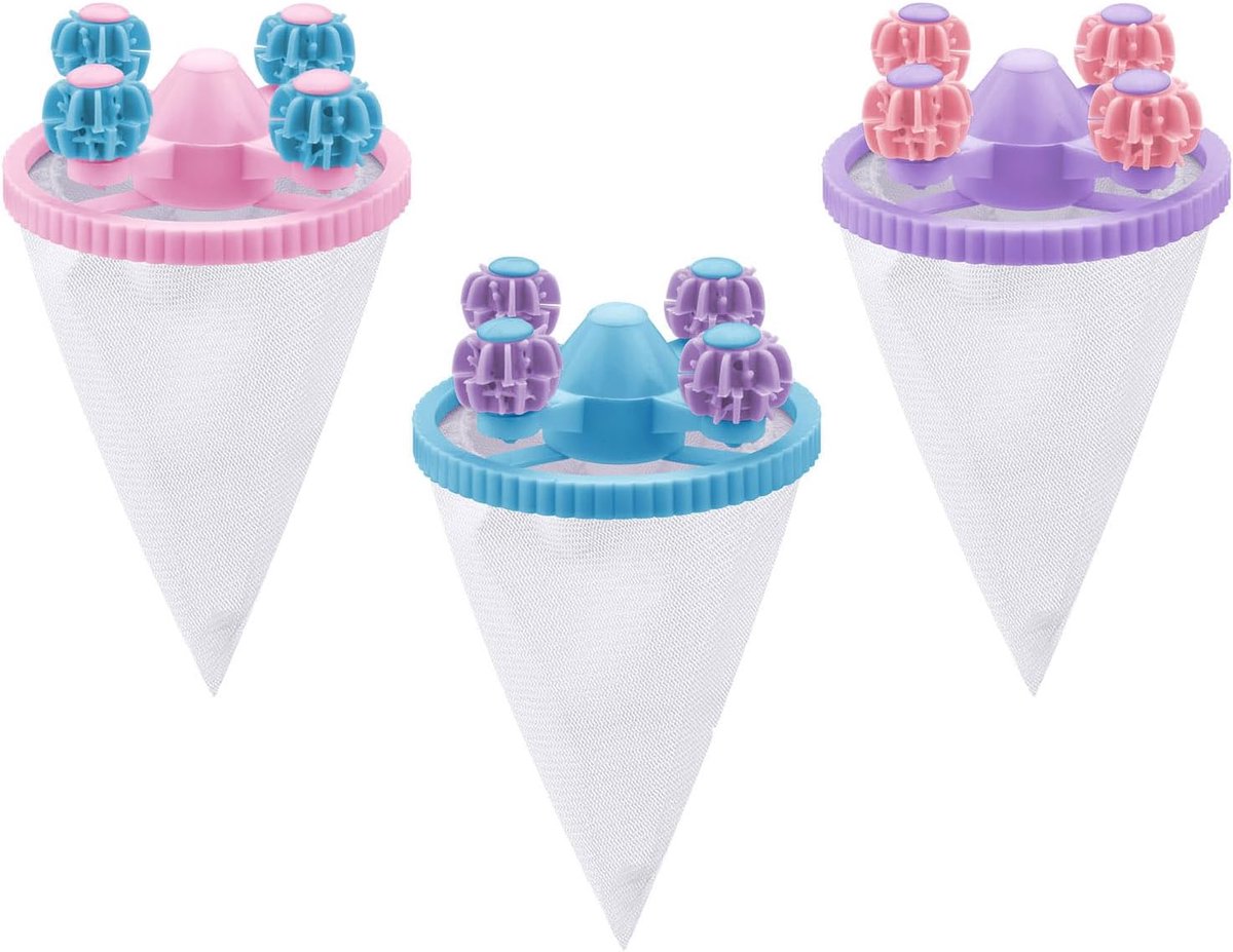 Drijvende haarfilterzakken 15,5 x 9,5 cm - Herbruikbare gaaszakken - 3 kleuren - Voor schoon wasgoed - ShopVlot