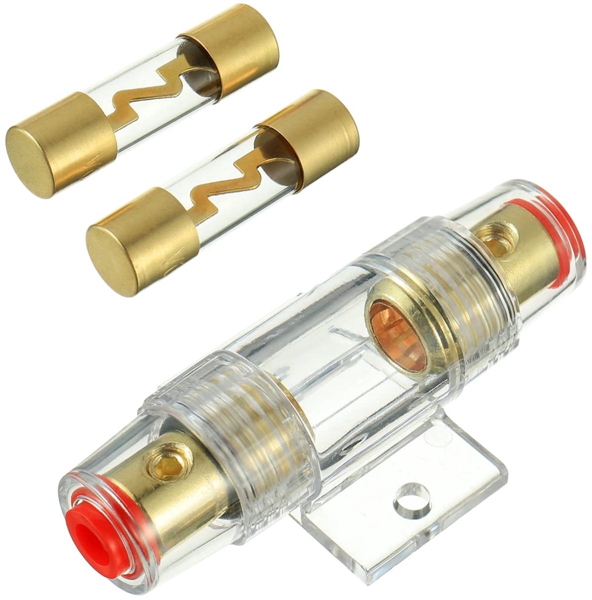 Portafusibile AGU 40 A - Plated goud - In lijn - Voor auto audio beveiliging - ShopVlot