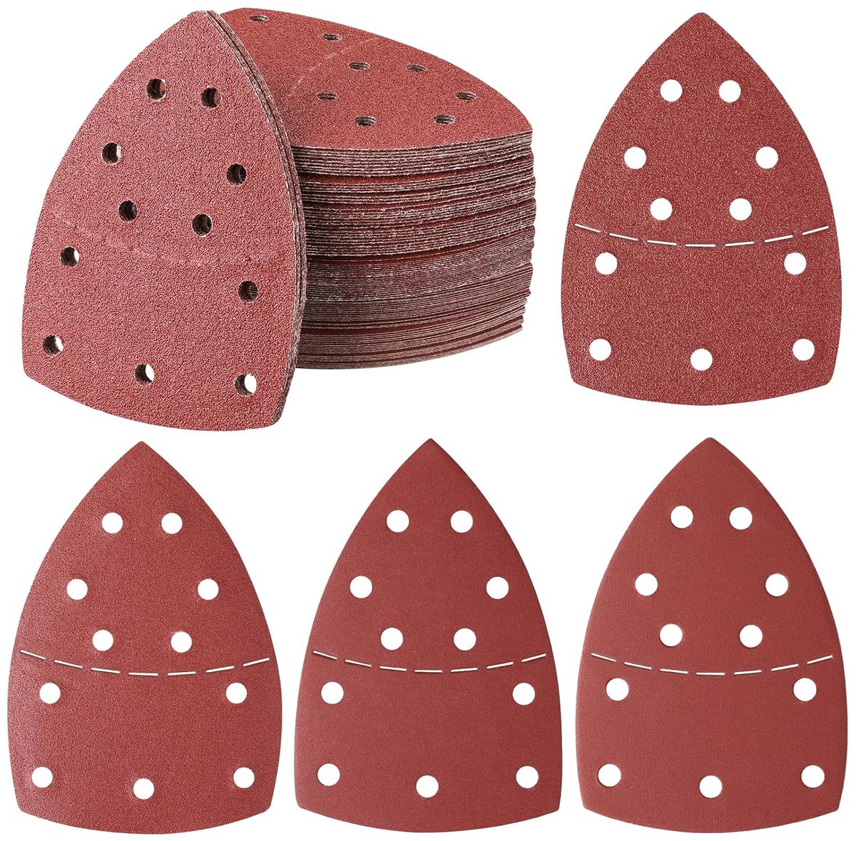 Delta schuurdriehoeken 152 x 105 mm - 100 stuks schuurbladen - verschillende korrelgroottes - ideaal voor houtbewerking - ShopVlot