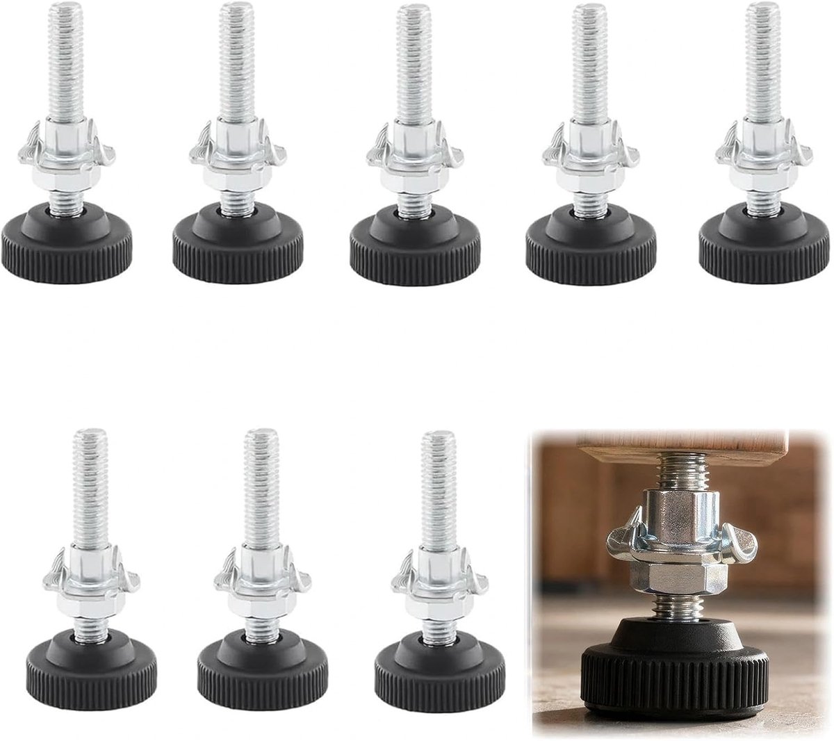 Meubelpoten verstelbaar - hoogte instelbaar 12-63 mm - schokabsorberend en stabiel - ideaal voor meubels - ShopVlot