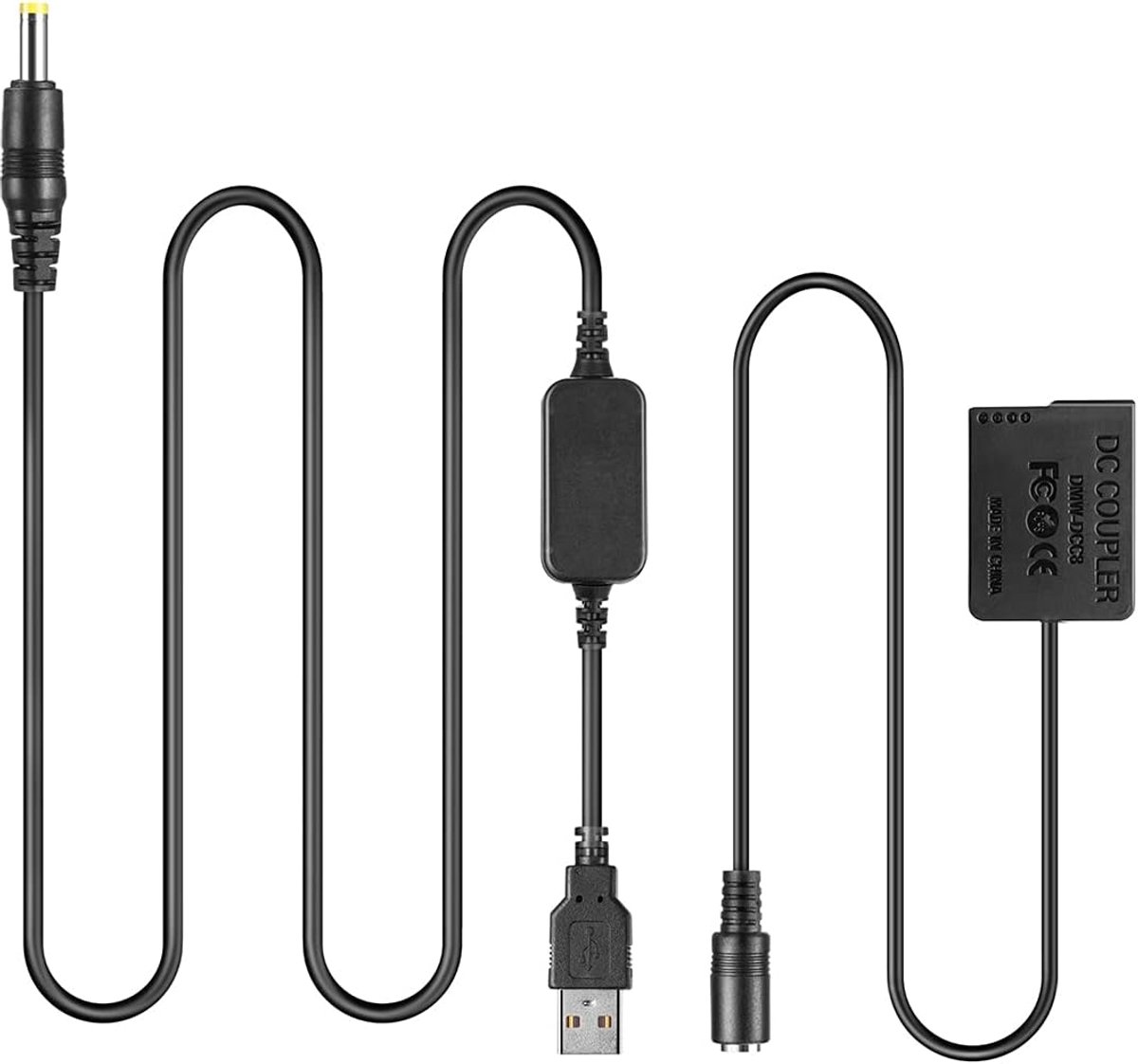 Powerbank USB kabel + DMW-DCC8 dummy batterij - Voor Lumix DMC-GX8 en meer - Langdurige fotografie - Hoge kwaliteit - ShopVlot