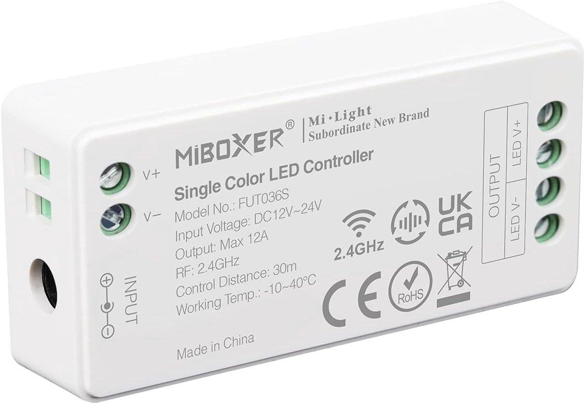 LED strip controller dimmer - 2.4GHz single color - Max. 12A - Slimme bediening met app - ShopVlot