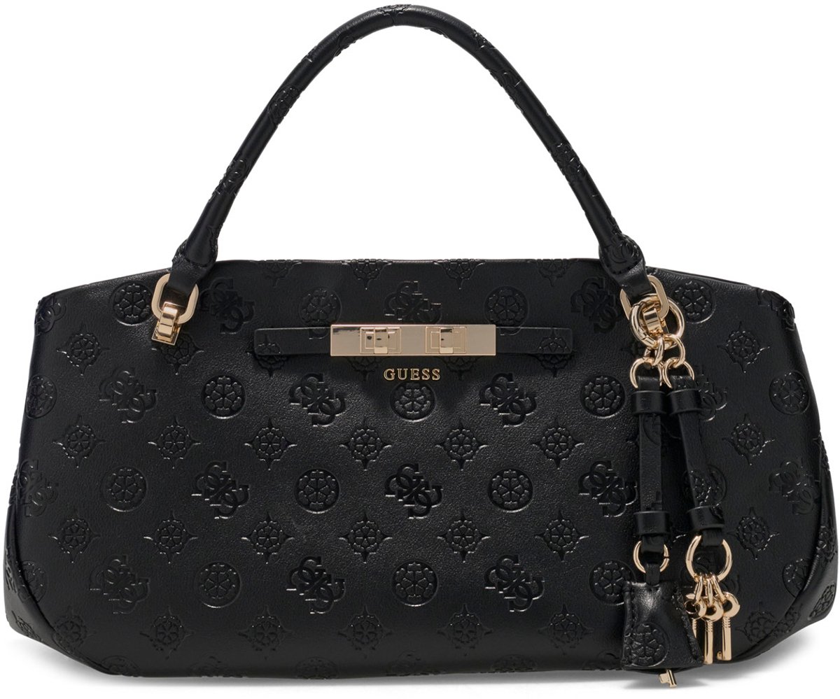 GUESS schoudertas handtas Carmella 3 Comp Satchel Black Logo zwart