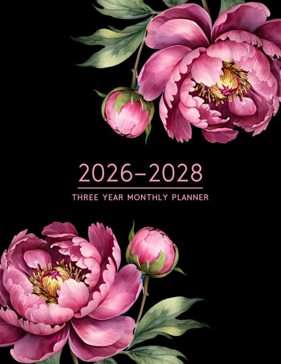 Maandplanner 2026-2028 - Groot formaat A4 - Bloemige peony cover - Perfect voor organisatie en overzicht - ShopVlot