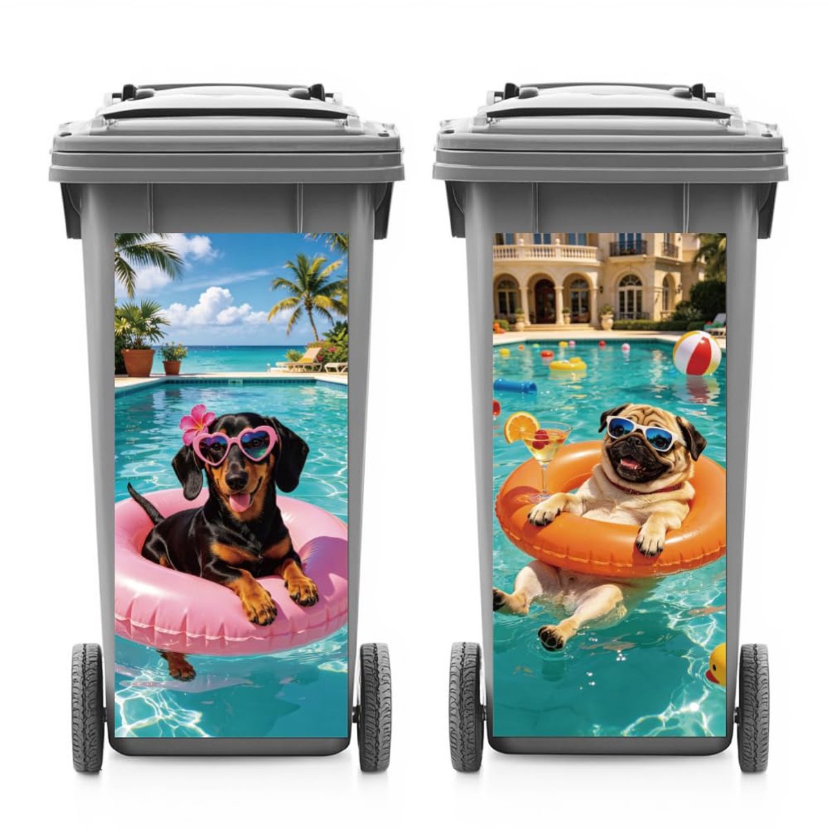 SnelShoppen - 2 Vel Afvalbak Stickers, 38 x 82 cm, Zelfklevende Stickers voor Afvalcontainers, Tuin, Keuken, Huisdieren, Waterdicht, Decoratieve Stick