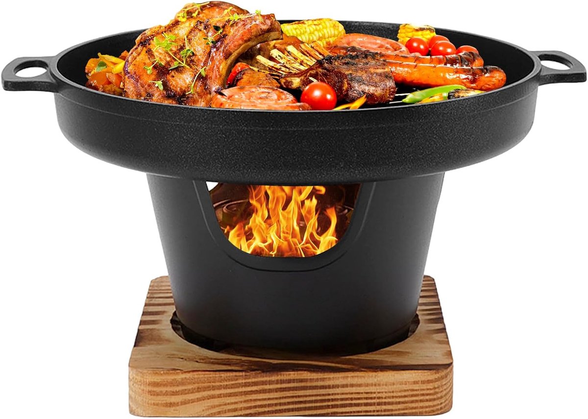 SnelShoppen Portable Mini Koreaanse Barbecue Grill Rookvrije Tafelgrill met Anti-aanbaklaag Charcoal Camping Kookstel voor Buiten Perfect voor Fe