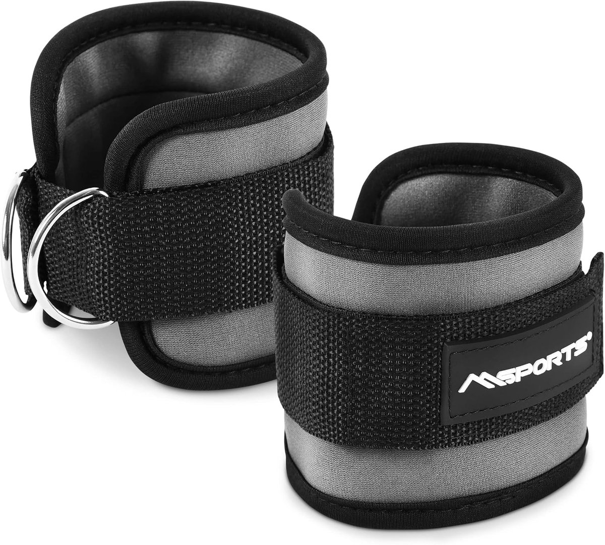Ankle straps premium - 2 stuks - antraciet - voor fitness training op de kabel - ShopVlot