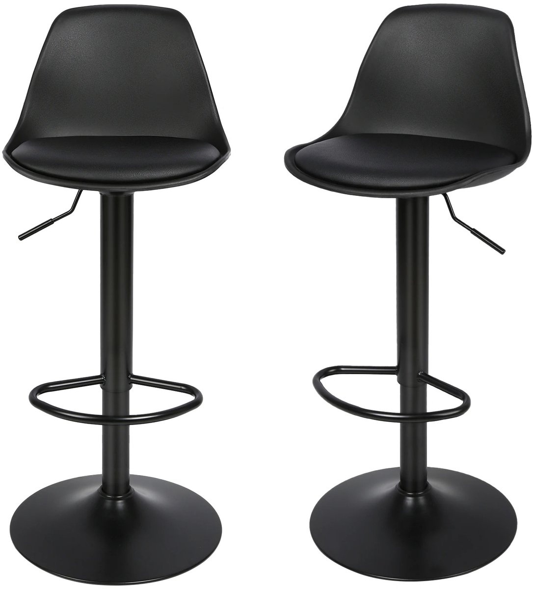 Reky Barkruk - Barkrukken set van 2 - Draaibare barkruk - Stoelen - Barstoelen - Barstoel - 360° - Zwart -