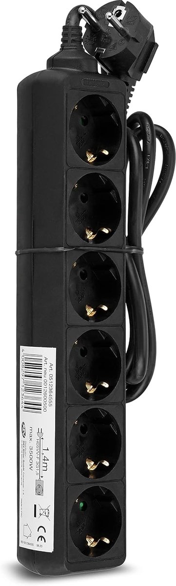 steckerdoos 6-voudig - 1,4 m - max. 3500 W - ideaal voor meerdere apparaten - ShopVlot