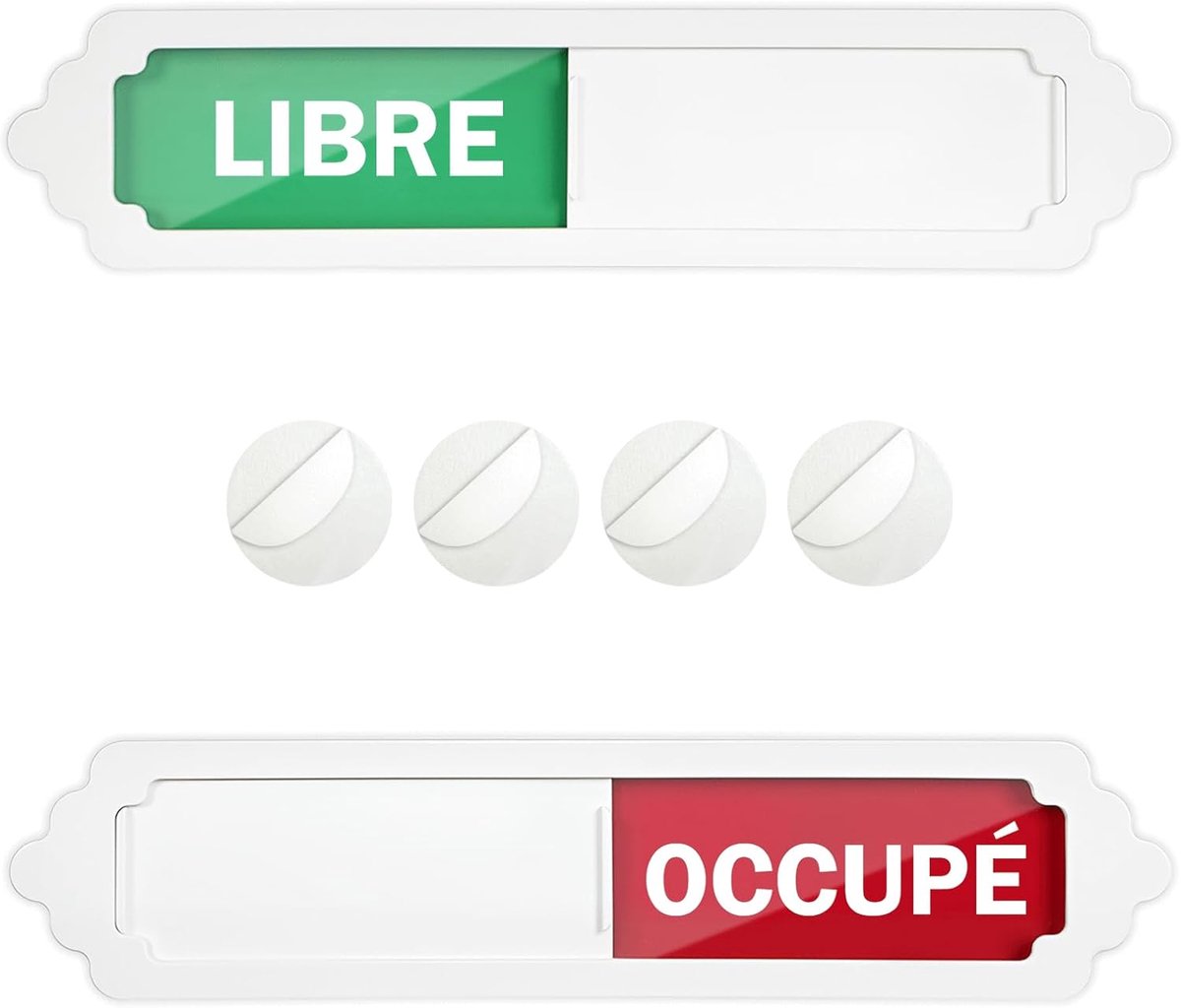 Deurbordjes zelfklevend 17,8 x 3,8 cm - 2 stuks met magneet - rode en groene achtergrond - ShopVlot