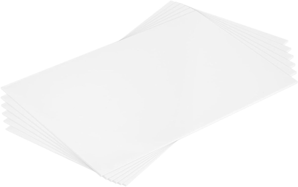 6 stuks ABS kunststof platen, 25 x 15 cm, 1,5 mm dik, ABS styreenplaten, kunststof plaat, op maat gesneden voor modelbouw, knutselen, doe-het-zelf handwerk, paneel, wit
