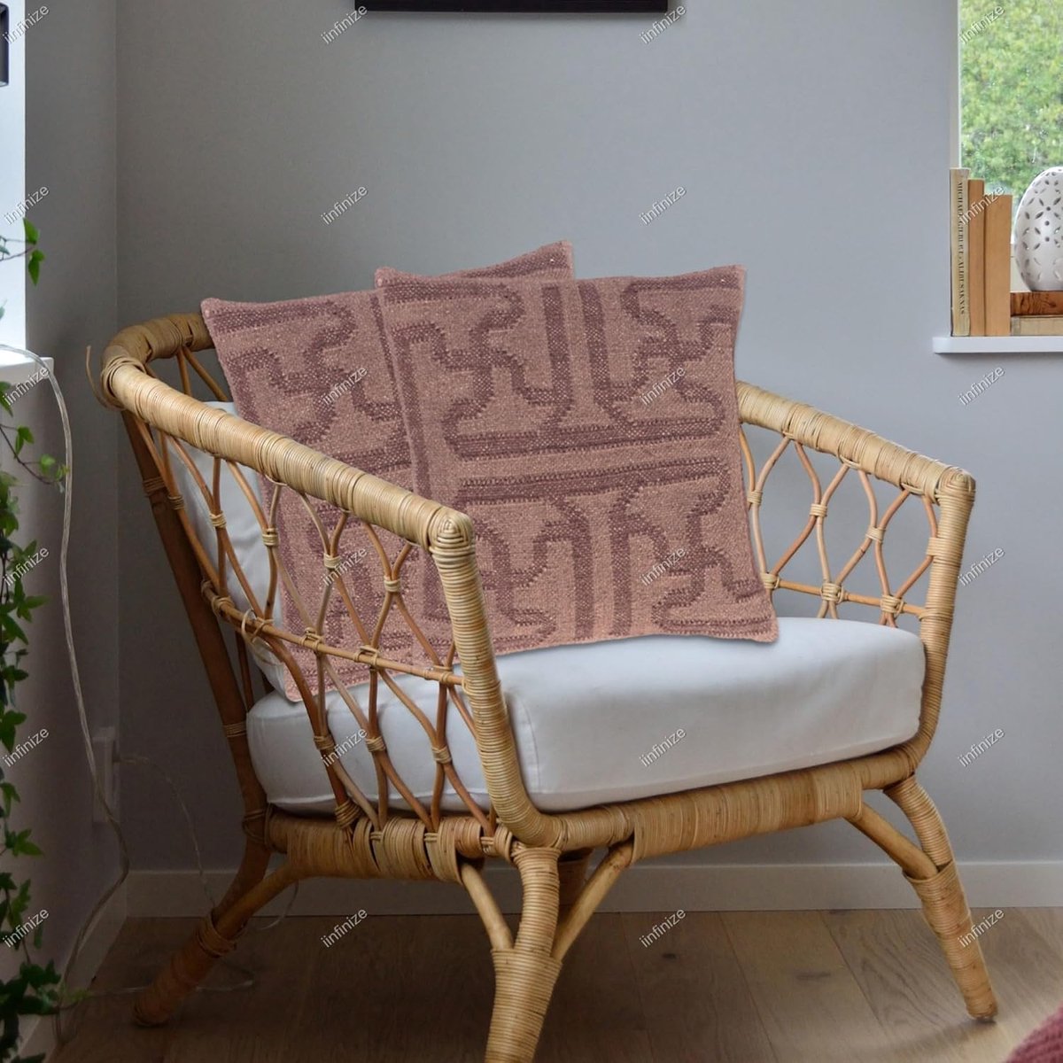 Jute Kussenhoes Set van 2 - Bohemian Handgeweven 45x45cm - Traditioneel Kilim Ontwerp - Perfect voor Woonkamer - SnelShoppen