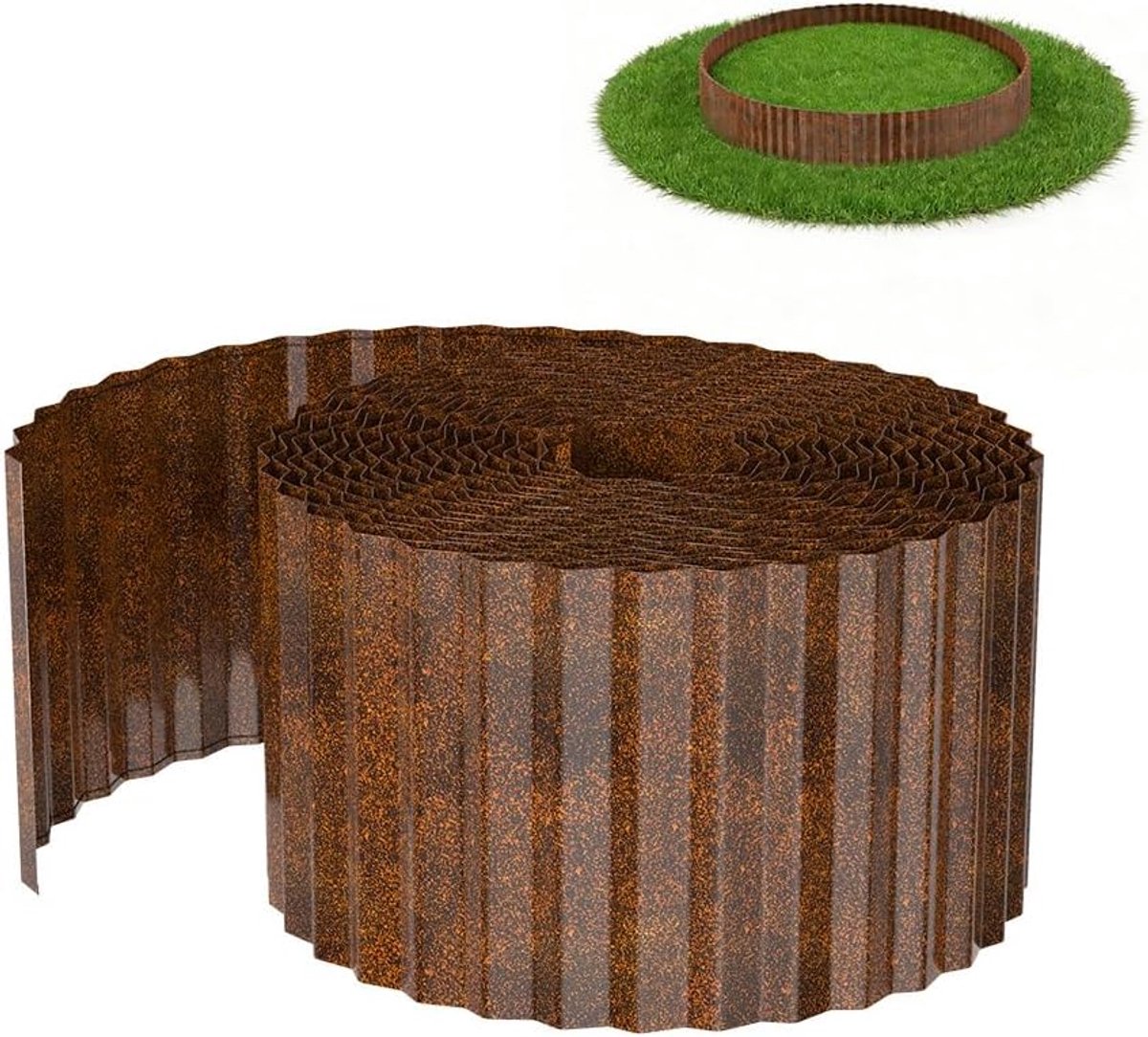 Gazonrand, metaal, 10 m, golfvormig, 18 cm hoog, ideaal voor gazon- en bloembedbegrenzing, roestvrij en duurzaam, flexibel voor tuinliefhebbers en landschapsarchitectuur