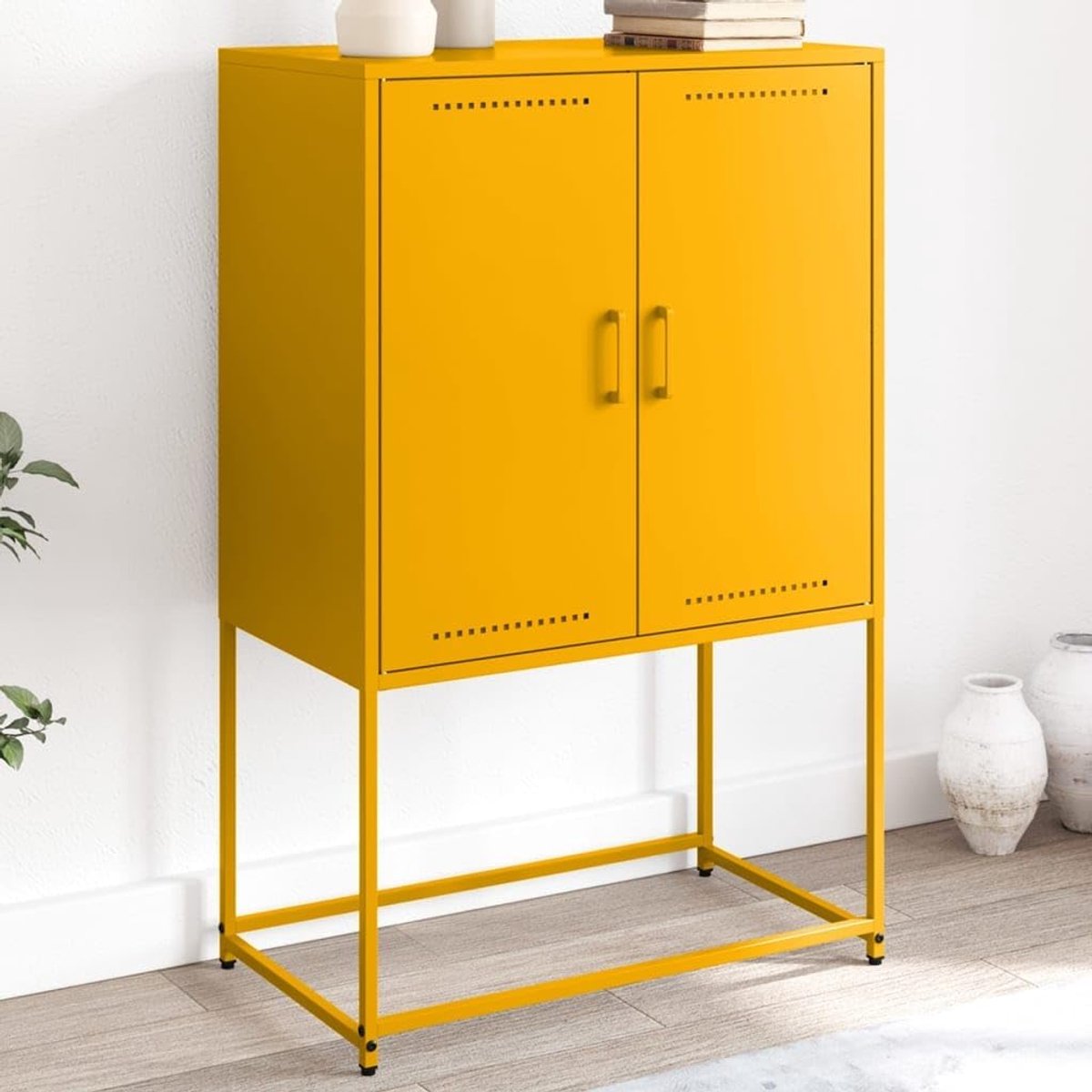 & Opslag, Buffetten & Dressoirs-Highboard Mosterd Geel 68,5x38,5x107 cm Staal