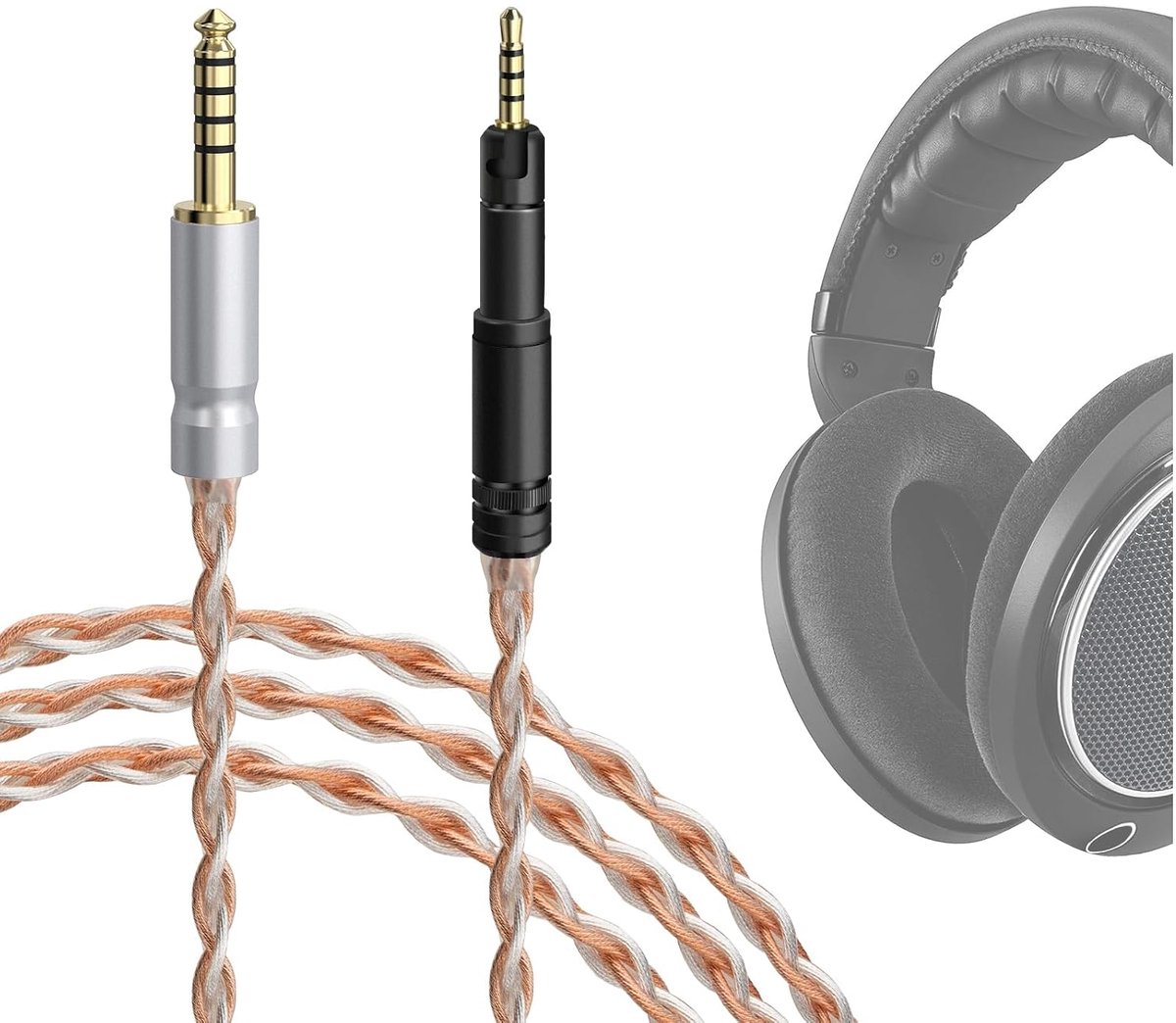 Apollo Vergulde upgrade-audiokabel 4,4 mm naar 2,5 mm compatibel met Sennheiser HD620S HD599 HD598 HD560S HD400PRO HD579 HD569 HD550 HD505, vervangkabel (4,9 ft/1,5 m)