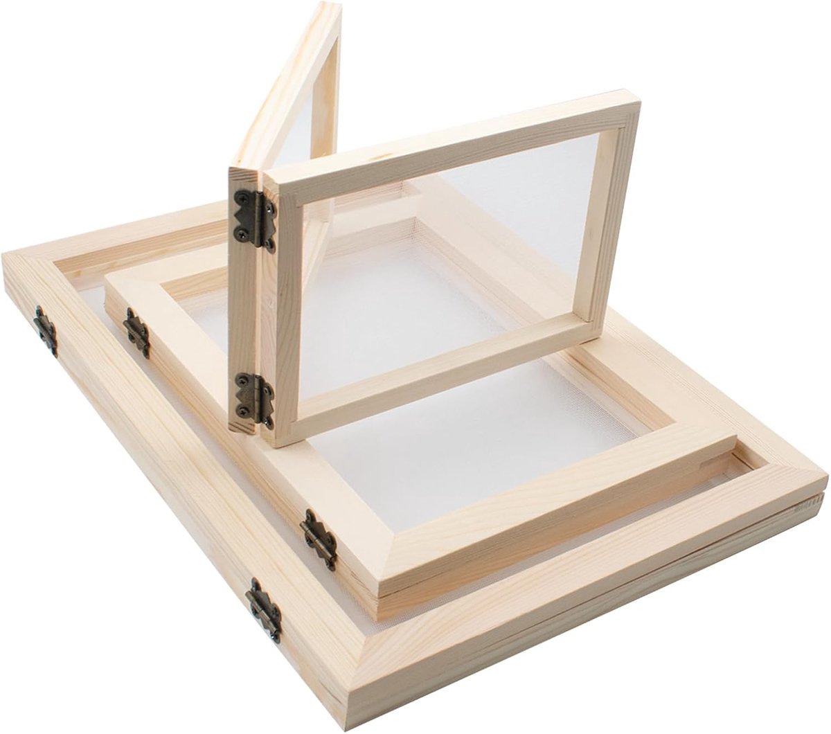 3 stuks houten papierproductieframe dubbellaags papierkader voor doe-het-zelf papierhandwerk 3 maten