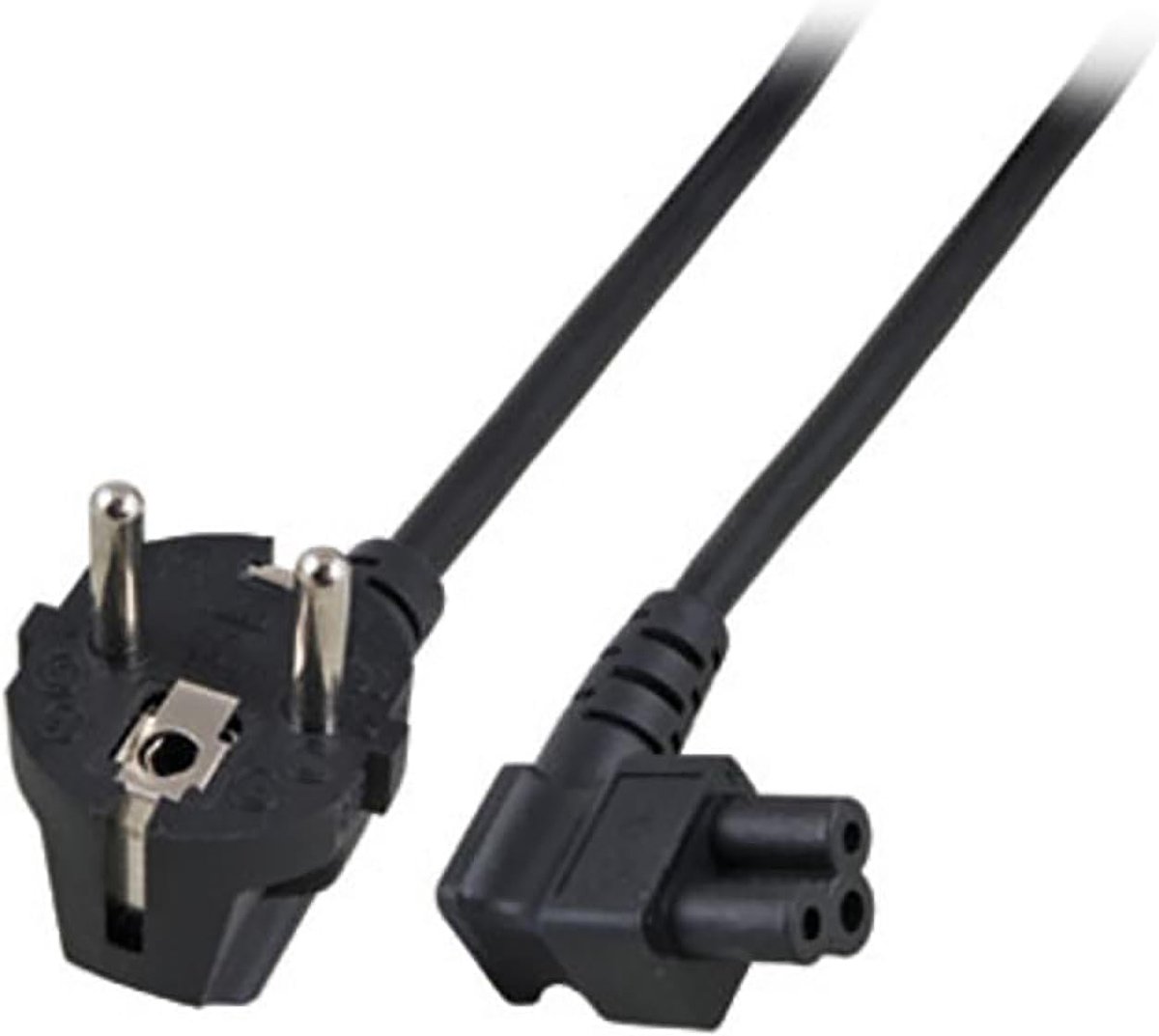 Netsnoer 3-polig 1 m, CEE7/7 netsnoer C5 kabel schuin stroomkabel type F, voor notebookoplader, C5 hoek - AK5409