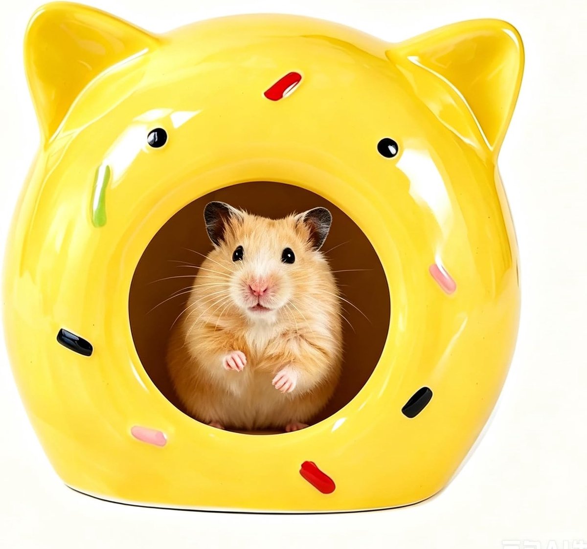 Cavia-huis van keramiek, donutvorm | Huis voor cavia's, robuust, hamsteraccessoire voor dwerghamsters, gerbils en knaagdieren