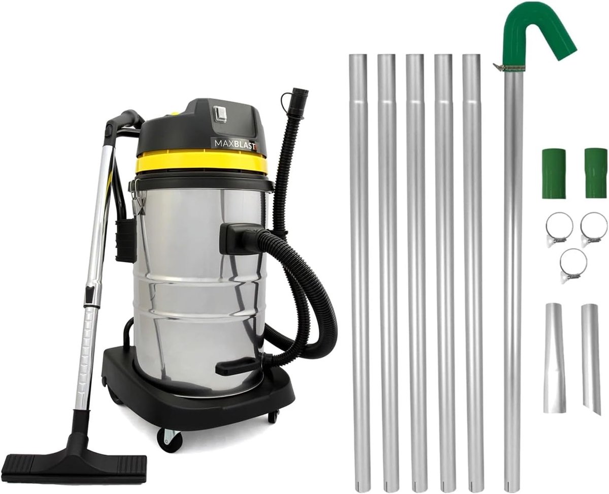 Gootreinigingssysteem 50L - nat & droog stofzuiger - 7,2 m vacuümstang - SnelShoppen