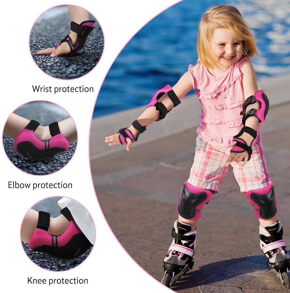 Kniebeschermers voor kinderen, inlineskates, elleboogbeschermers, set voor 3-5-8 jaar, voor jongens en meisjes, beschermende uitrusting voor rolschaatsen, fietsen, skateboarden, scooters