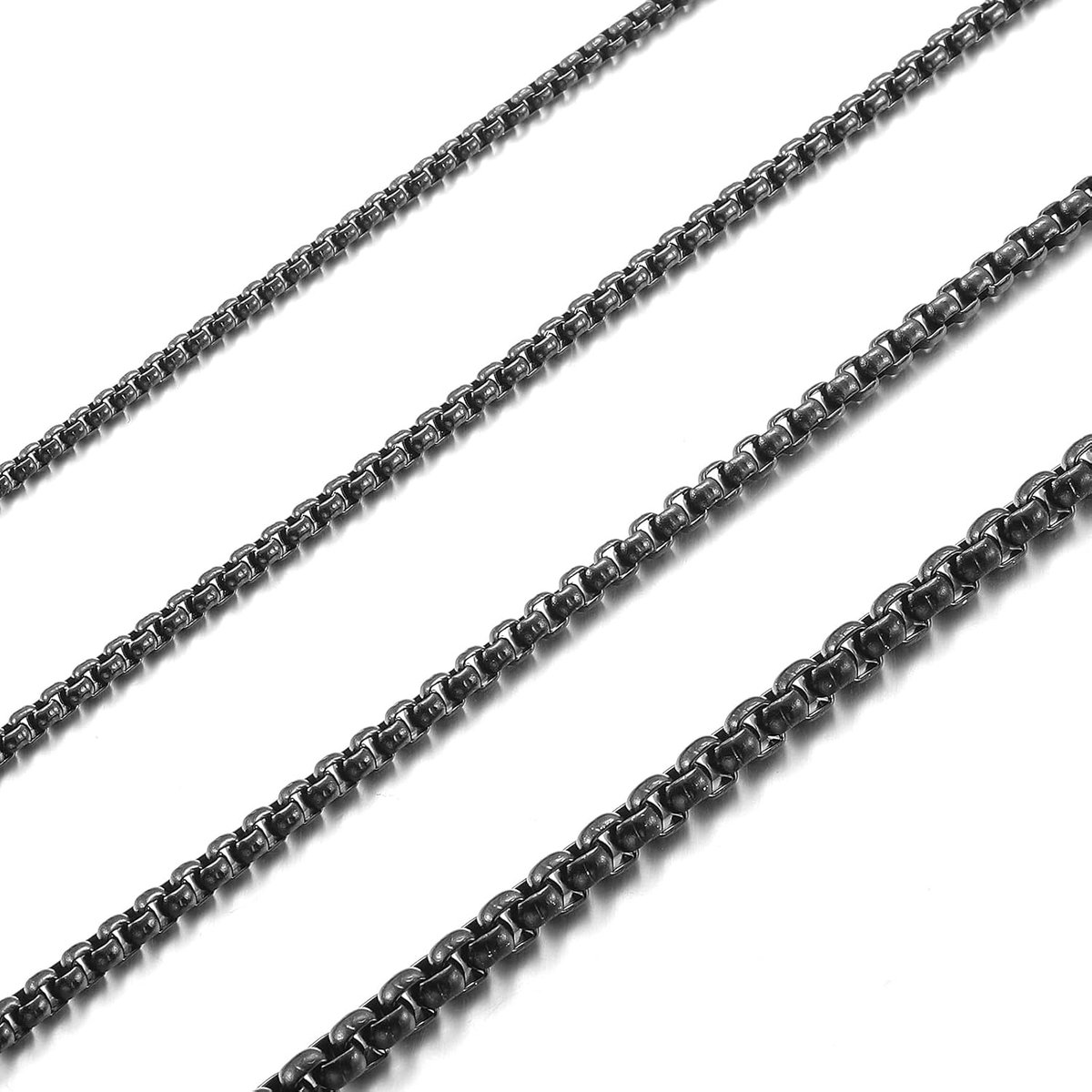 Venetiaanse roestvrijstalen ketting, uniseks, zilver/goud/zwart, briolette ketting, breedte 2/2,5/3/4 mm, lengte 45-70 cm