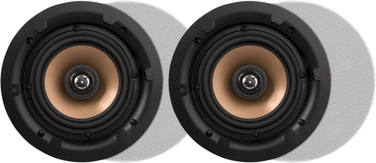 Plafondspeakers 2 stuks - 2 x 100W, rond - Waterafstotend, ideaal voor binnen en buiten - SnelShoppen