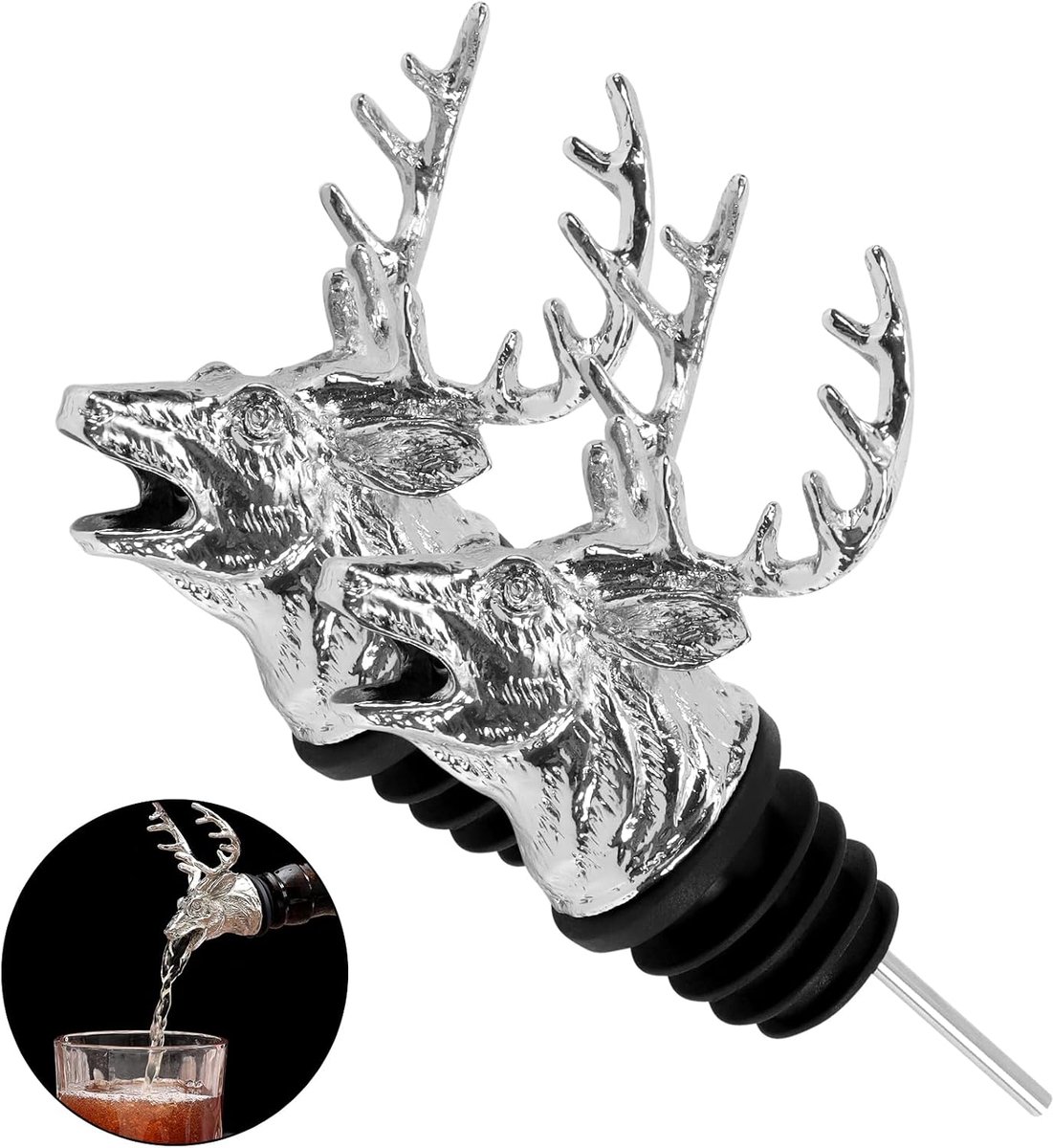 2 Hertenkop Schenkje van roostervrij staal, perfect cadeau voor liefhebbers, elegante decoratie voor thuis, zilver