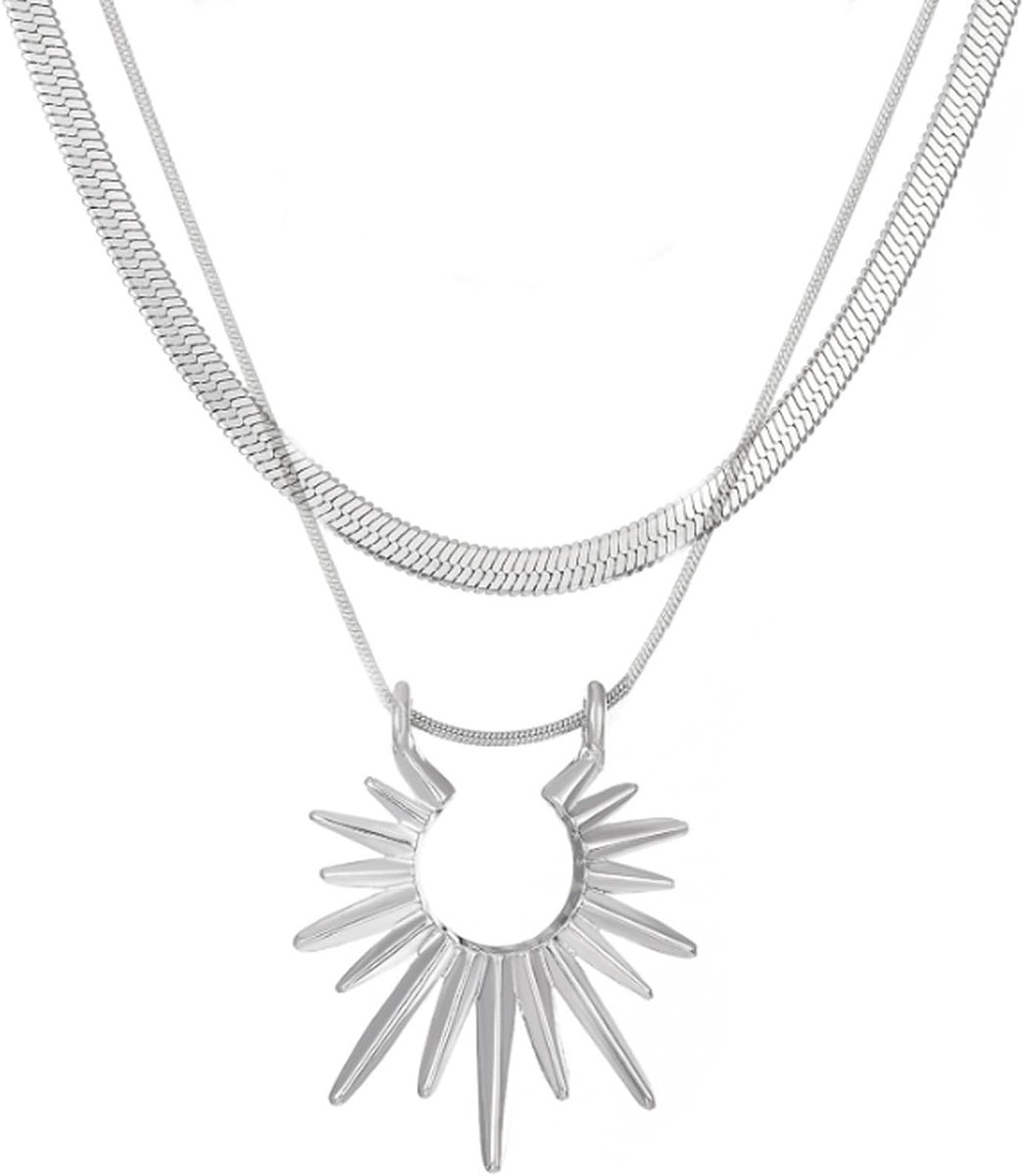 2 stuks halsketting voor dames, roestvrij staal, slangenketting, gepersonaliseerde ketting, zilver, delicate meerrijige halsketting, hypoallergeen, modesieraden voor vrouwen en meisjes