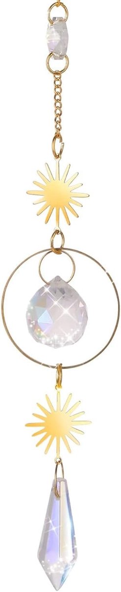Zonnevangers met ketting voor raamdecoratie, regenboogprisma, zonnevanger voor binnen en buiten, hangend ornament, helende kristallen hanger voor thuis, tuin, autodecoratie